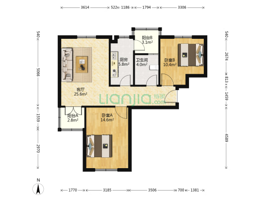 湖滨华城吉祥苑 2室1厅1卫 85平方