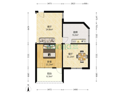 大同路 1室2厅0卫 60平方