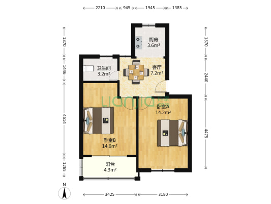 荡湾新村 2室1厅1卫 58平方