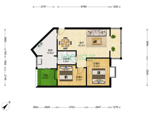 紫藤居 2室1厅1卫 77平方