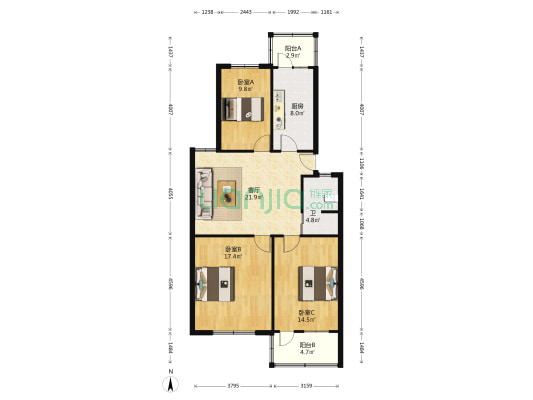 广电局家属院 3室1厅1卫 97平方