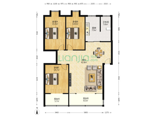 农贸路 3室1厅1卫 139平方