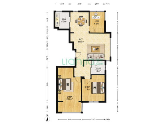 格兰郡庭 3室1厅1卫 107平方