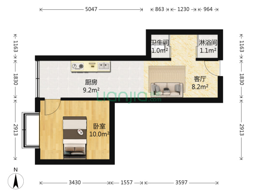 五三花苑 1室1厅2卫 40平方