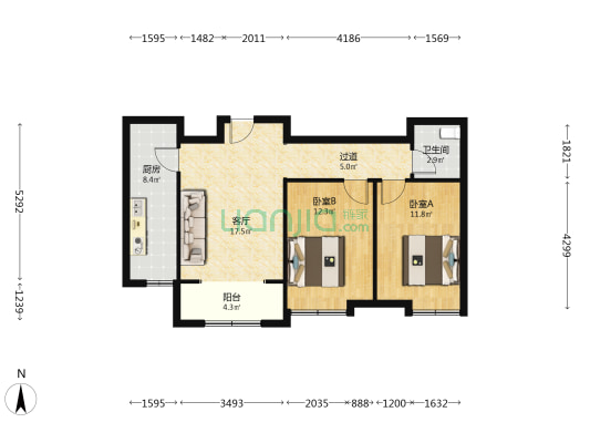 北杨新苑 2室1厅1卫 81平方