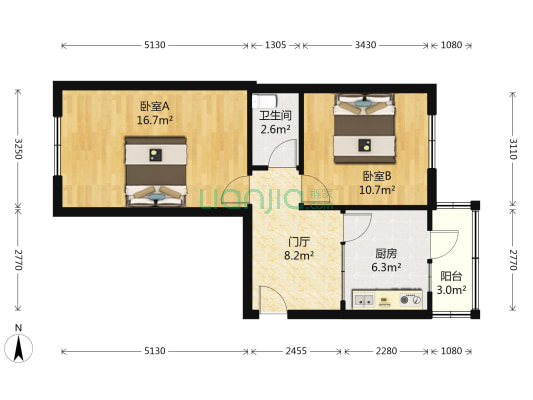 和平街道家属楼 2室0厅1卫 63平方