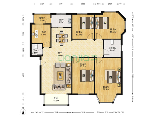 欧洲世家 5室1厅2卫 161平方