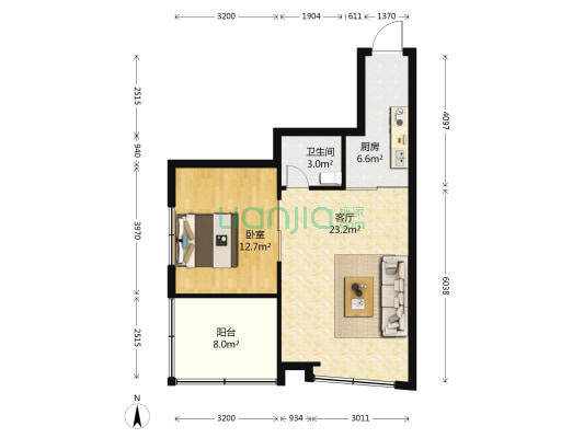 御景苑(昆山) 1室1厅1卫 69平方