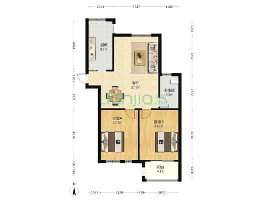 新安花苑东五区 2室1厅1卫 97平方
