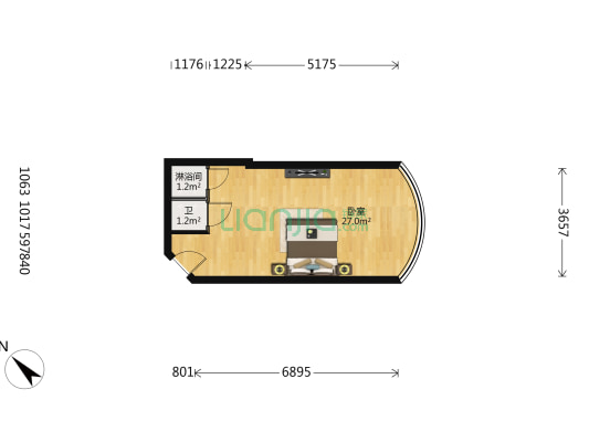 新达城广场 1室0厅2卫 45平方