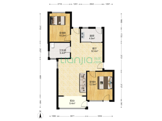 美罗湾三期 2室1厅1卫 93平方