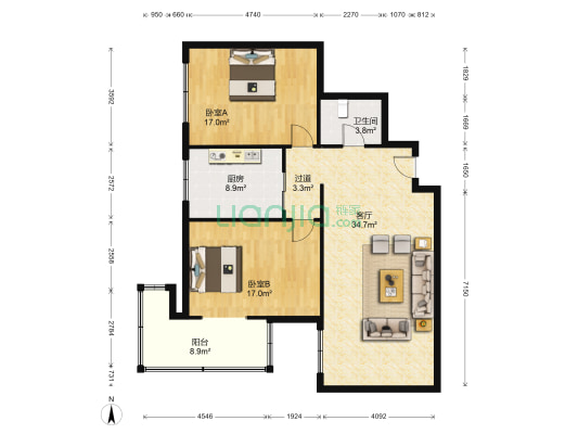 文华苑F区 2室1厅1卫 121平方