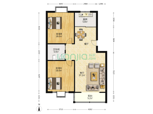 金沙路26甲 2室1厅1卫 108平方