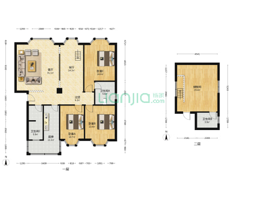 钟楼路44号 3室2厅3卫 128平方