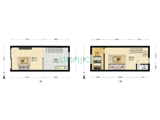 福园单身公寓 1室2厅1卫 41平方