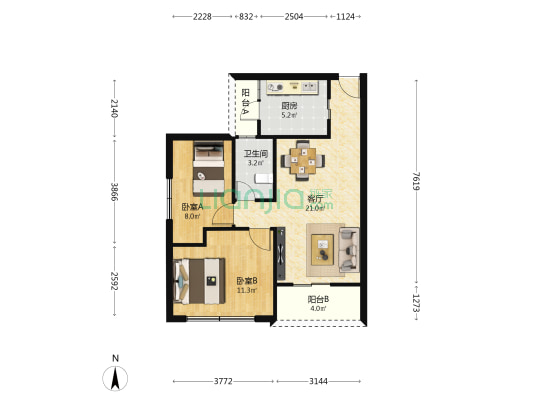 碧涛苑多层 2室1厅1卫 69平方