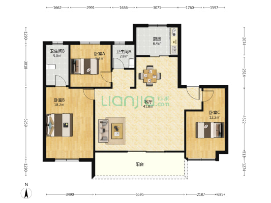 玖樾台 3室1厅2卫 133平方