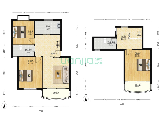景湖花苑四区 3室1厅2卫 126平方