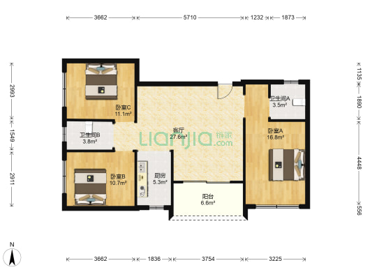 祥和楼 3室1厅2卫 104平方