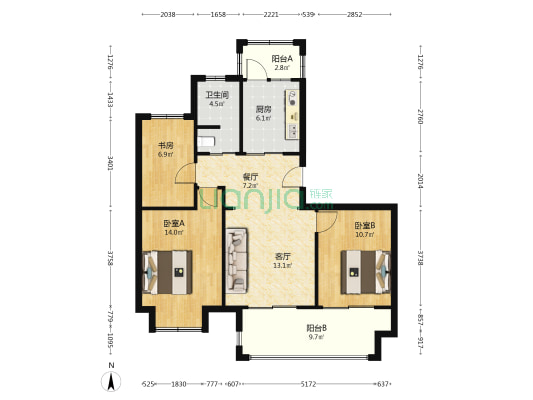 衡通嘉苑 3室2厅1卫 98平方