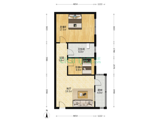 盛河楼 2室1厅1卫 72平方