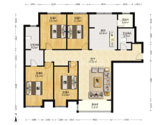 邻范阳路，房本满二，南北通透大四居，双卫大平层-涿州金品时代户型图