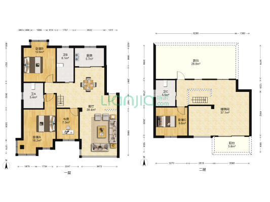 新华园东区 4室1厅3卫 171平方