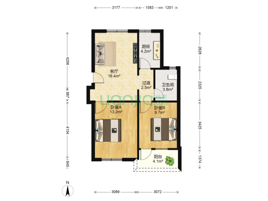 屿后里小区二区 2室1厅1卫 68平方