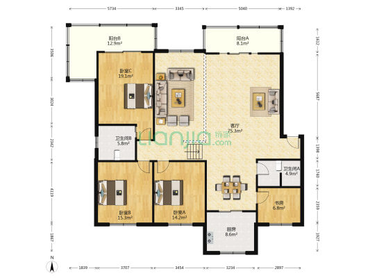 银丰别墅 4室1厅2卫 180平方