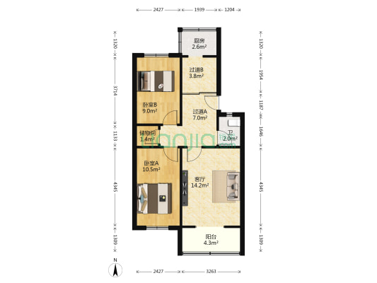 潼河路小区 2室1厅1卫 61平方