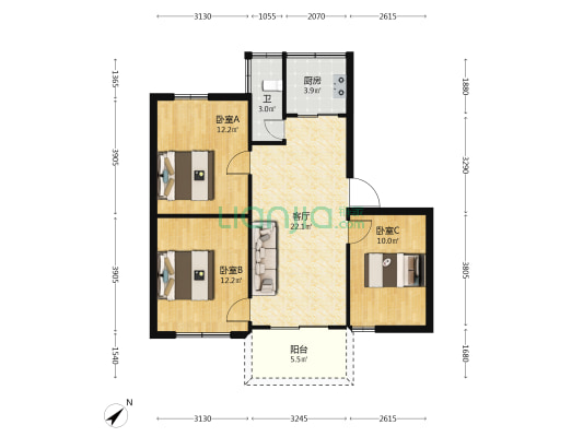 南坛路四巷 3室1厅1卫 76平方