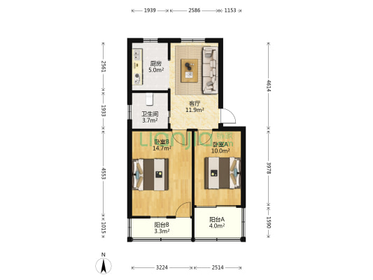 横街 2室1厅1卫 65平方