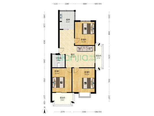 正创西景苑 3室1厅1卫 89平方