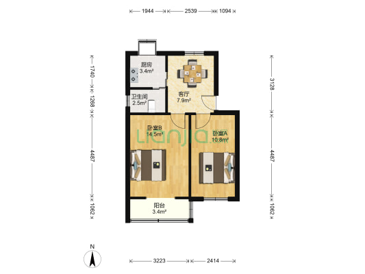 汽修新村 2室1厅1卫 56平方