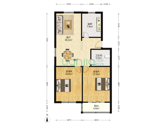 水清二村 2室1厅1卫 97平方