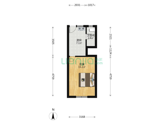 广灵一村 1室0厅1卫 33平方