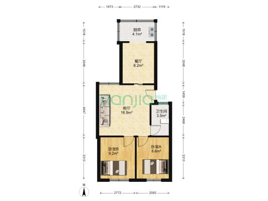 朝阳楼(开平区) 2室2厅1卫 66平方