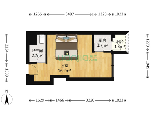 凯蒂阳光 1室0厅1卫 32平方