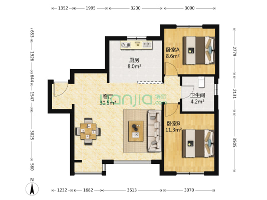 亿达第一郡四期 2室1厅1卫 78平方