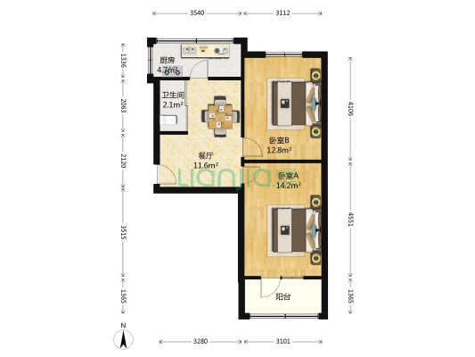 星海三街 2室1厅1卫 54平方
