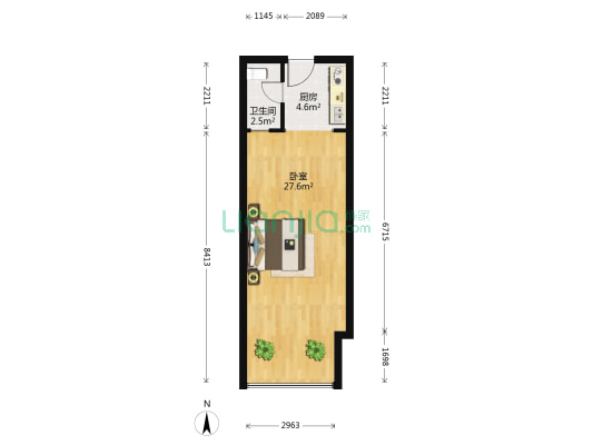 峨嵋公寓 1室0厅1卫 56平方
