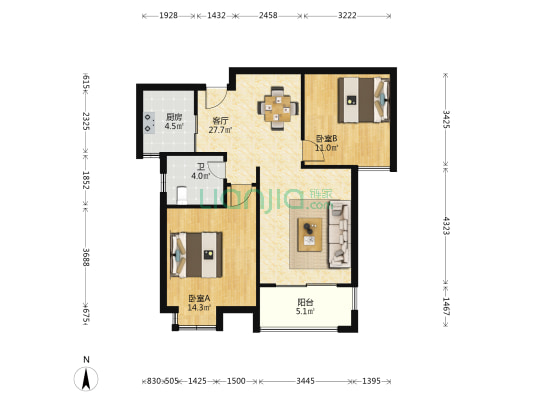 南岗畅园 2室1厅1卫 90平方