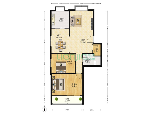 建兴小区 2室2厅1卫 111平方