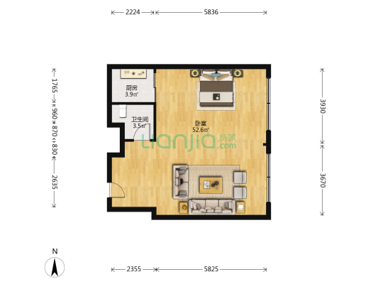 欣悦大厦 1室0厅1卫 48平方