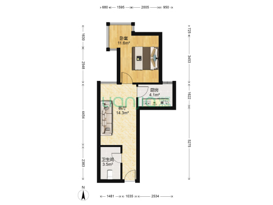 中广 · 宜景湾 1室1厅1卫 47平方