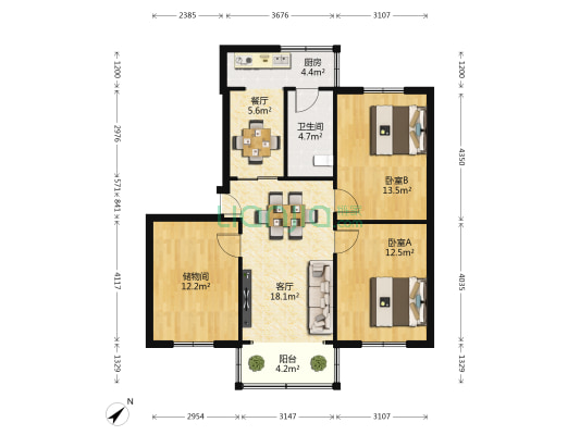 横丁字街27号 2室2厅1卫 85平方