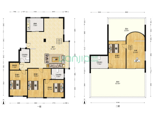 锦周路 5室1厅3卫 165平方