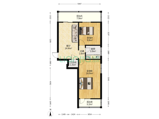 五交化小区 2室1厅1卫 66平方