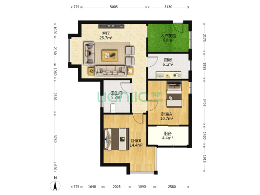 芙蓉上河图 2室1厅1卫 90平方