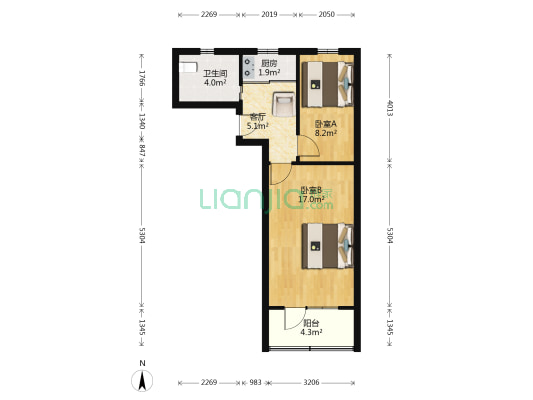 迎园一坊 2室1厅1卫 51平方